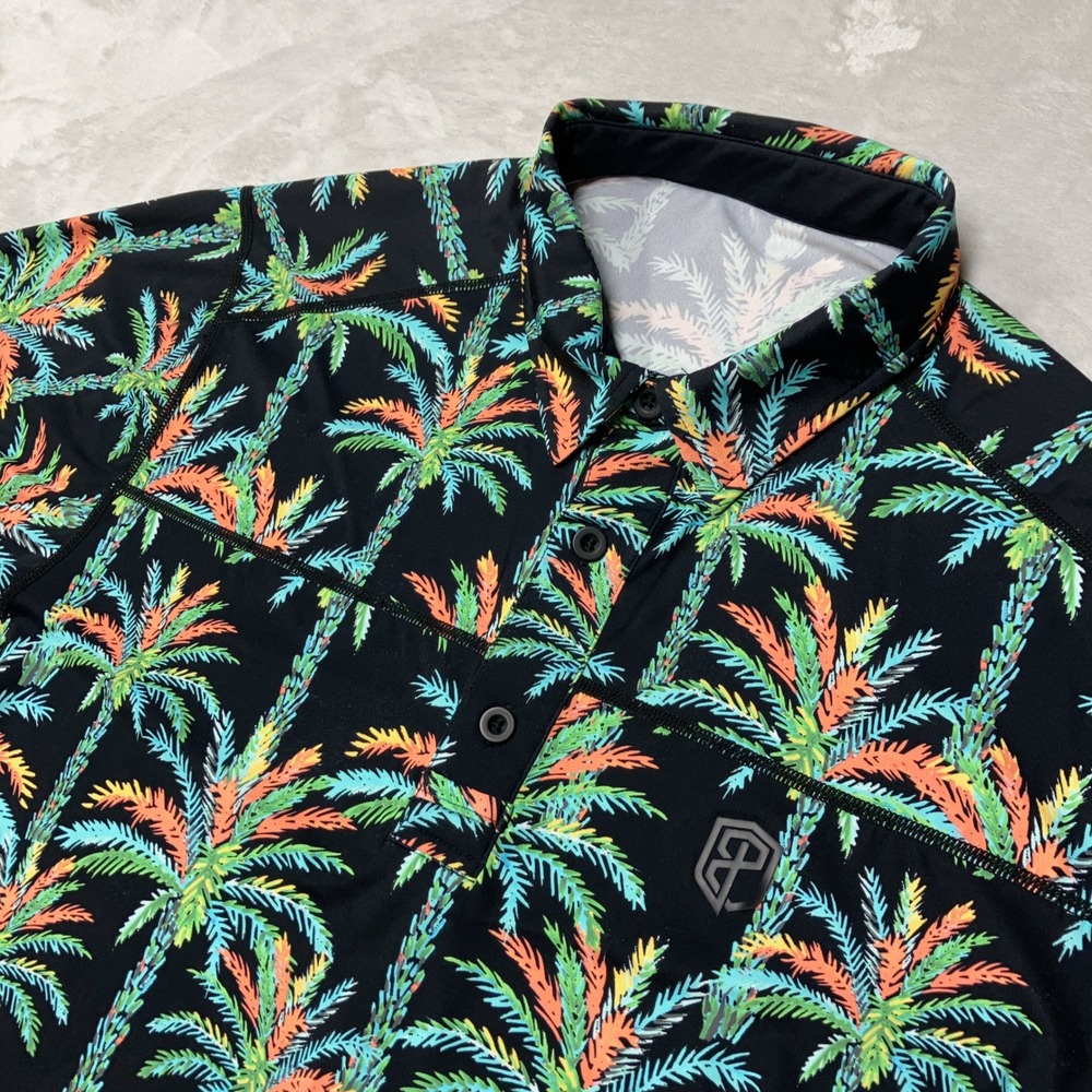Born Primitive Polo‎ Shirt Palm Tree Print Performance Athletic Mens Size M